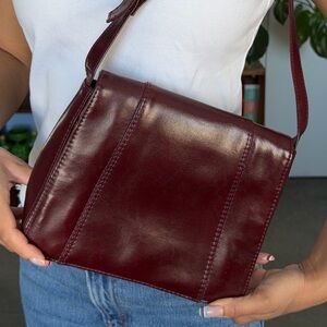 Classic Leather Crossbody Bag in Deep Wine